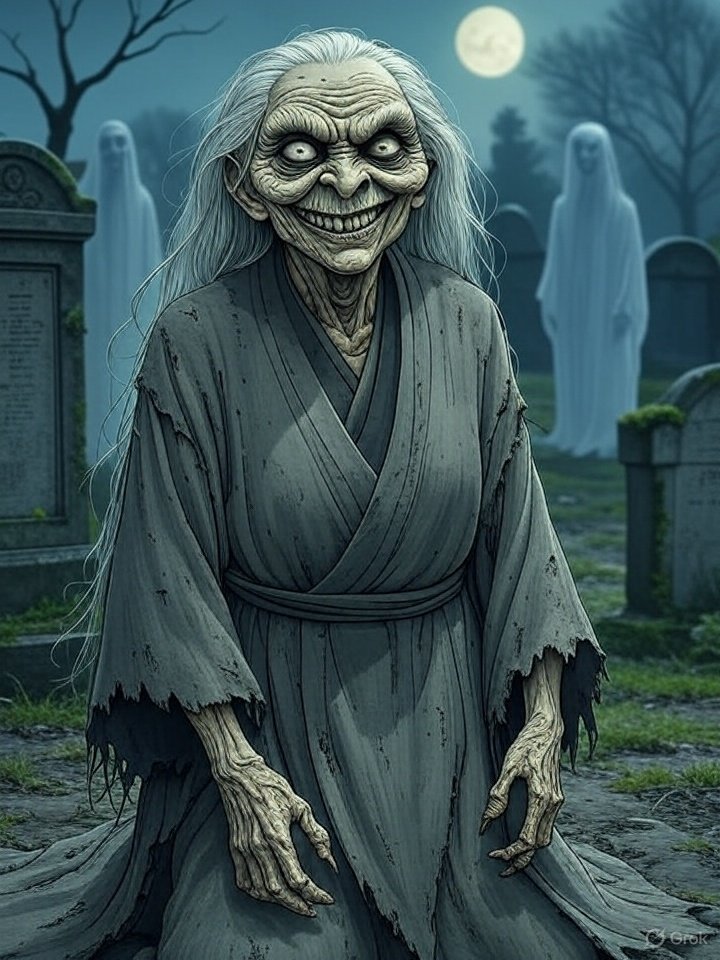 Yokai stripping clothes from spirits