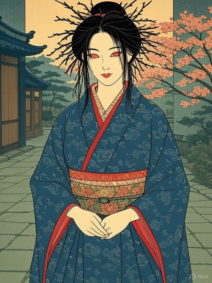 Barbed hair yokai monster