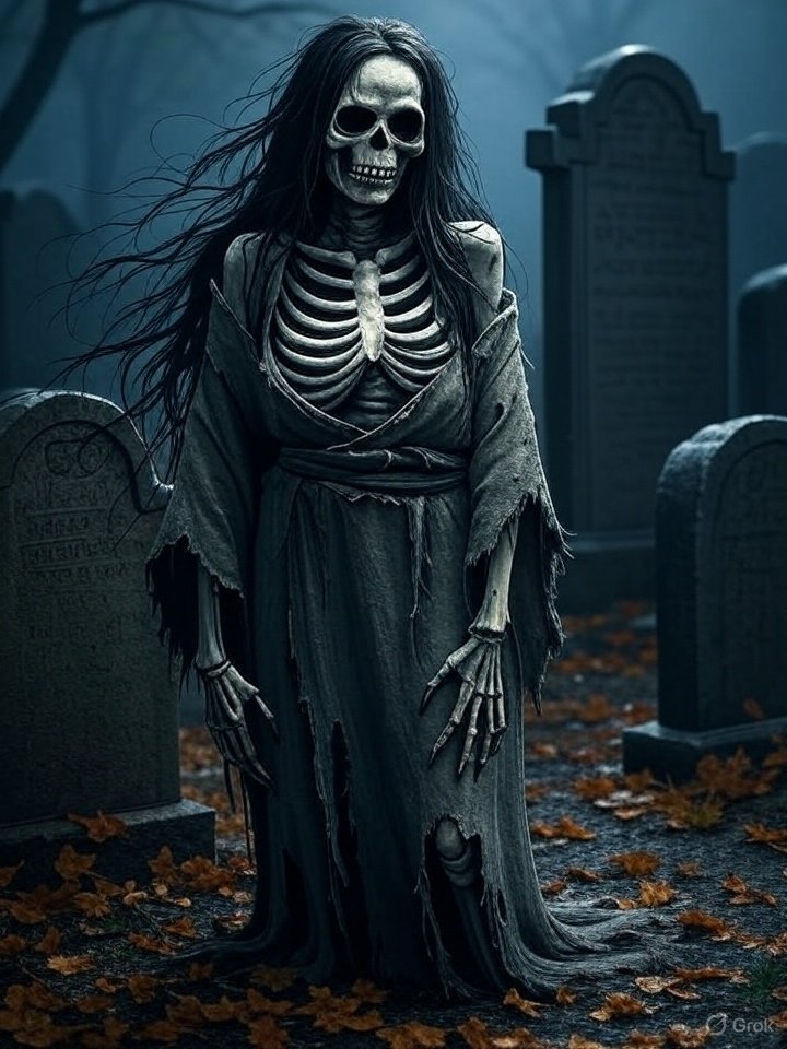 Skeleton yokai woman