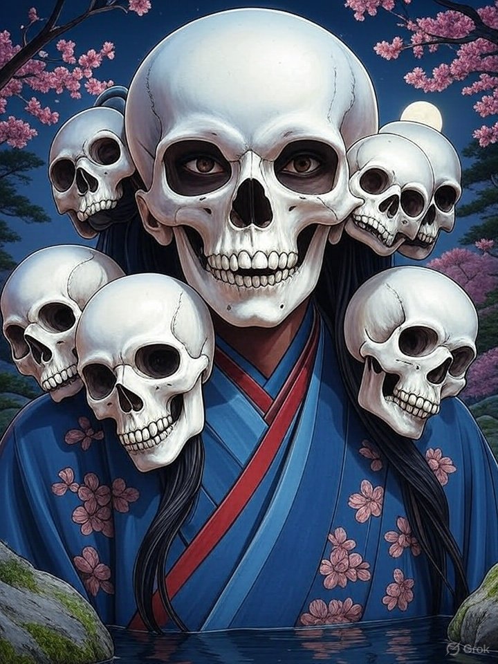 Mekurabe yokai skulls