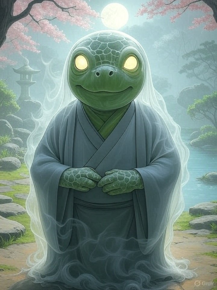 Ghost with turtle face