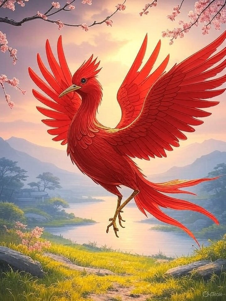 Suzaku vermilion bird illustration