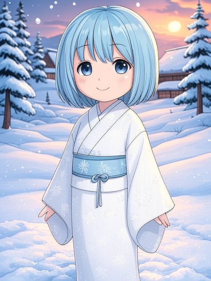 Japanese snow spirit child